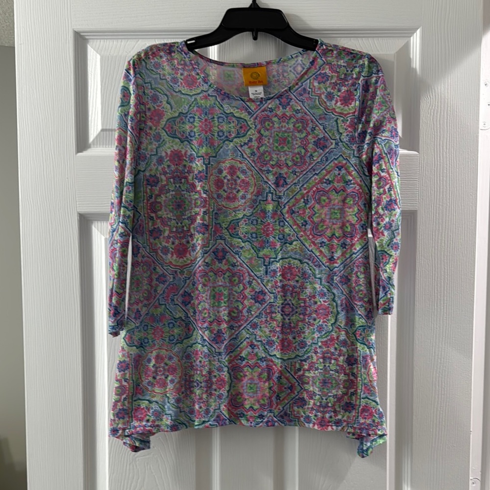 Ruby Rd. Asymmetrical Purple Pink 3/4 Sleeve Tunic
